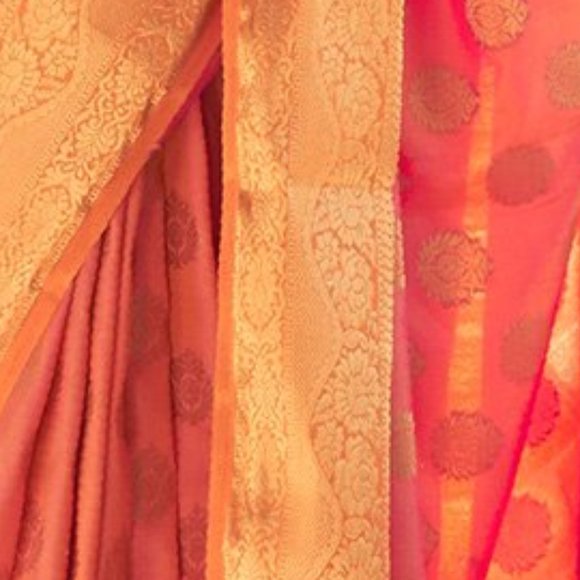 JHEAPS CORAL PINK ZARI WOVEN BANARASI HANDLOOM SILK SAREE - Picture 3 of 3